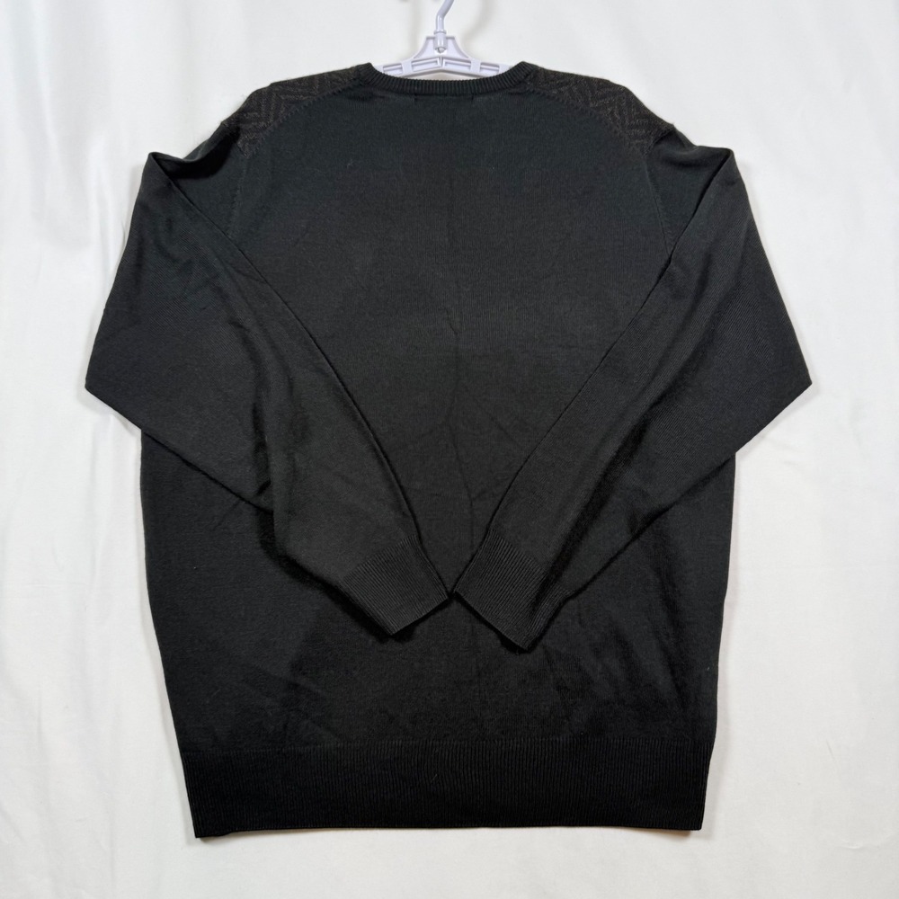 Geoffrey Beene Mens V Neck Sweater XL Black Herringbone Knit Pullover NWT - Picture 4 of 9